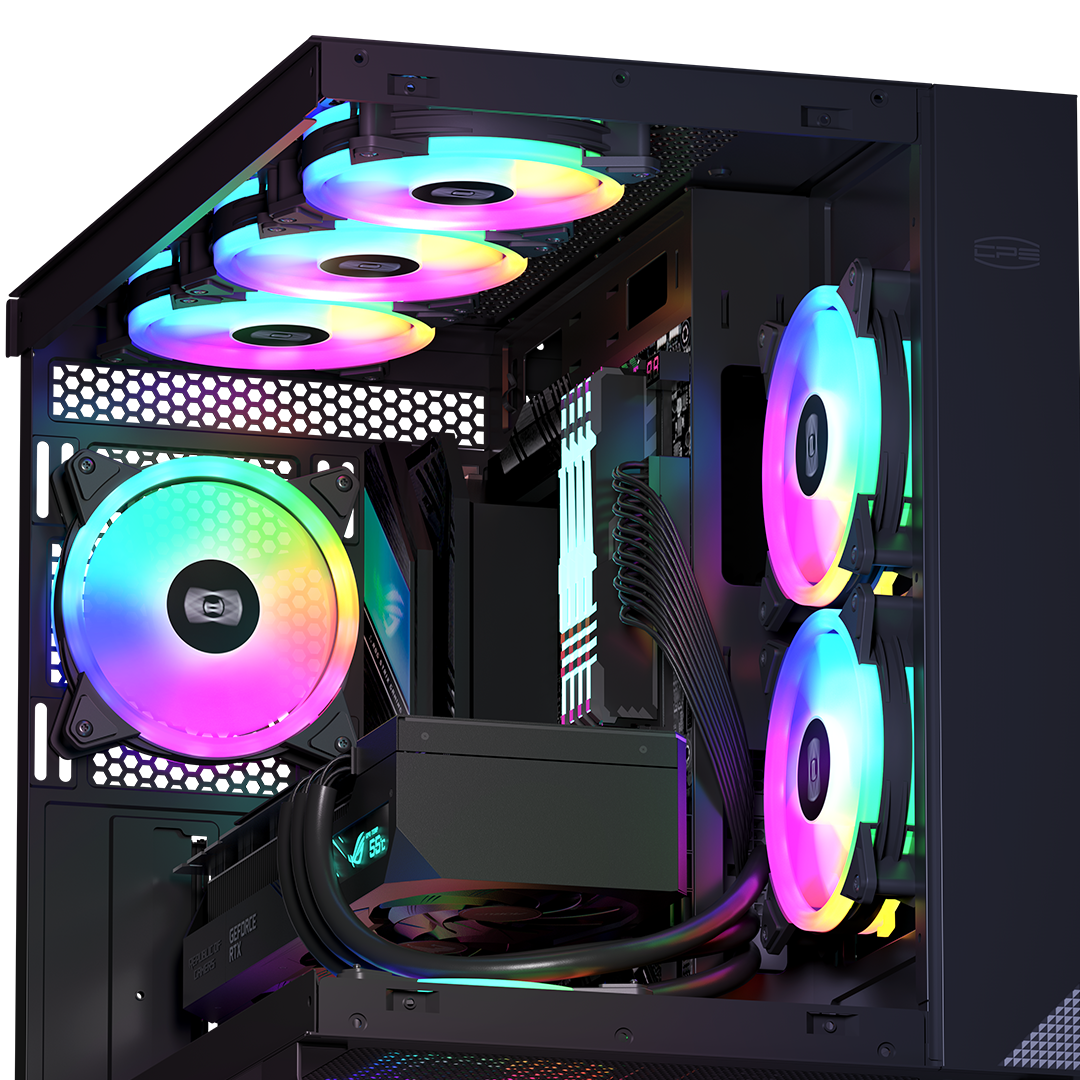 SET 3 VENTILATOARE PCCOOLER, 120mm, 500 - 1800 RPM, LED ARGB, conector 4 pin, "F3 T120ARGB 3 IN 1 BK"