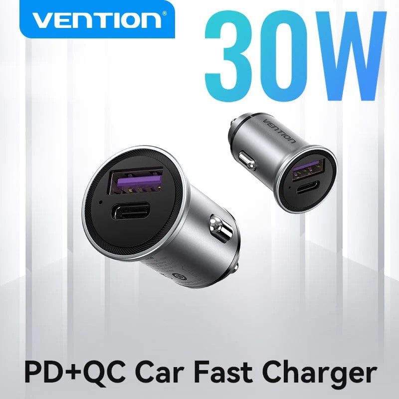 Alimentator SmartPhone Auto Vention, 30W, 1 x USB-C, 1 x USB-A, PD+QC, gri, "FFFH0"