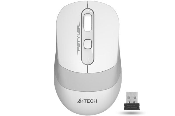 MOUSE A4tech, gaming, wireless, 2.4GHz, optic, 2000 dpi, butoane/scroll 4/1, buton selectare viteza, alb/ gri, "FG10 White"