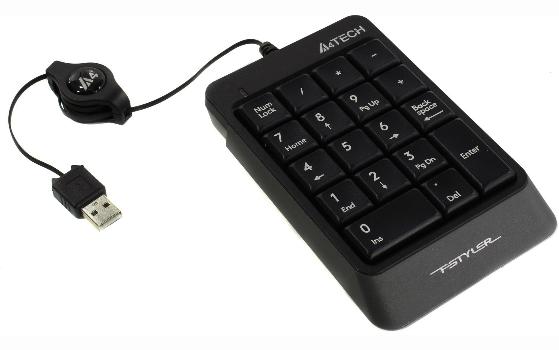 TASTATURA numerica A4TECH Fstyler, 18 taste, USB, 70cm retractabil, compact design, grey, "FK-13-GR"
