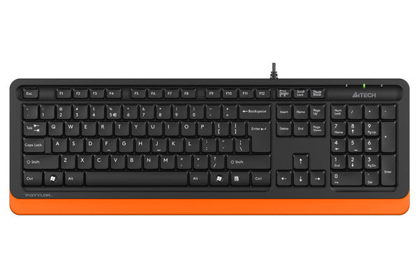 TASTATURA A4TECH, "Fstyler USB", cu fir, 104 taste format standard, USB, negru &amp; portocaliu, "FK10 Orange"