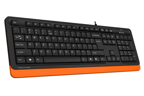 TASTATURA A4TECH, "Fstyler USB", cu fir, 104 taste format standard, USB, negru &amp; portocaliu, "FK10 Orange"