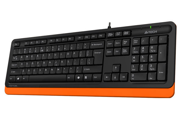 TASTATURA A4TECH, "Fstyler USB", cu fir, 104 taste format standard, USB, negru &amp; portocaliu, "FK10 Orange"