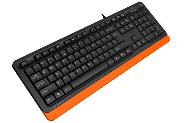 TASTATURA A4TECH, "Fstyler USB", cu fir, 104 taste format standard, USB, negru &amp; portocaliu, "FK10 Orange"
