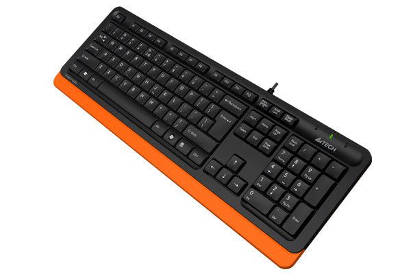 TASTATURA A4TECH, "Fstyler USB", cu fir, 104 taste format standard, USB, negru &amp; portocaliu, "FK10 Orange"