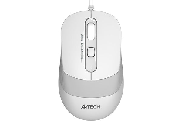MOUSE A4tech, PC sau NB, cu fir, USB, optic, 1200 dpi, butoane/scroll 4/1, buton selectare viteza, alb / gri, "FM10 White"
