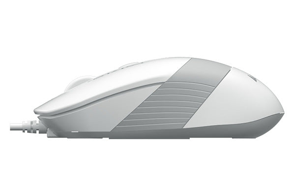 MOUSE A4tech, PC sau NB, cu fir, USB, optic, 1200 dpi, butoane/scroll 4/1, buton selectare viteza, alb / gri, "FM10 White"