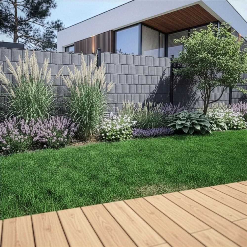 Panou de gard pentru intimitate in gradina, PVC, 50 x 0.19 m, gri