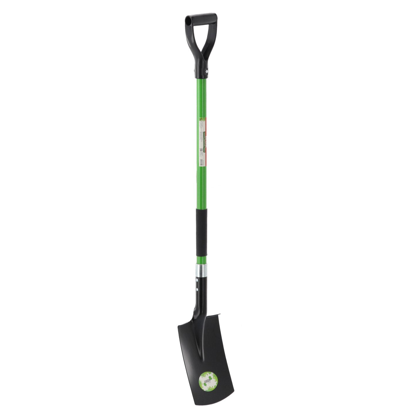 Lopata gradina cu lama dreapta, coada din fibra de sticla 120 cm, maner tip D, negru si verde