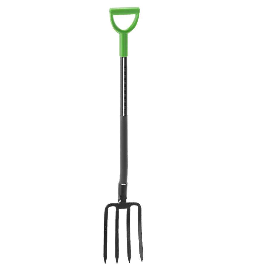 Furca de gradina cu 4 dinti din otel si maner metalic, 120 cm, negru