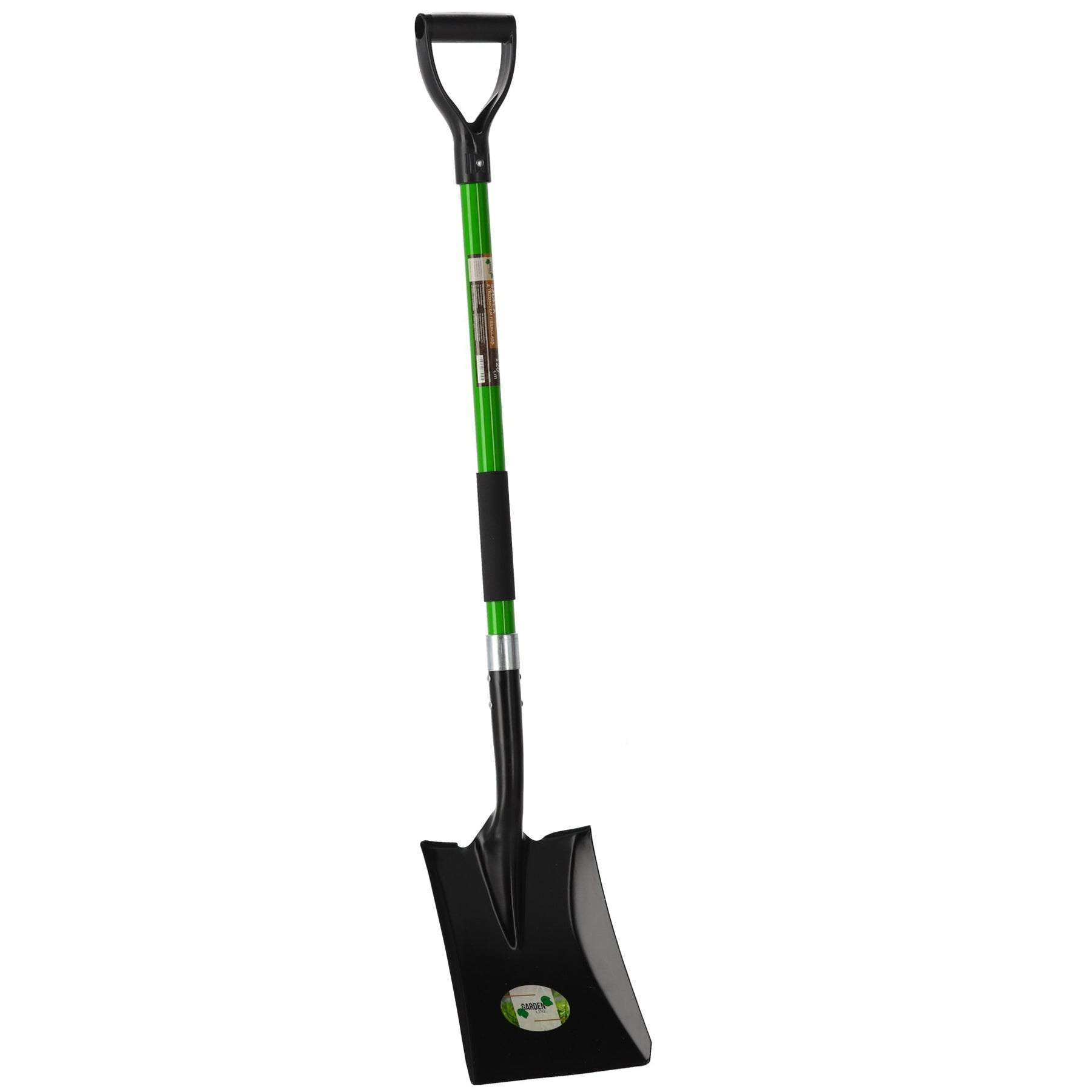 Lopata pentru nisip si pamant cu maner fibra de sticla 120 cm, cap din otel vopsit, negru si verde