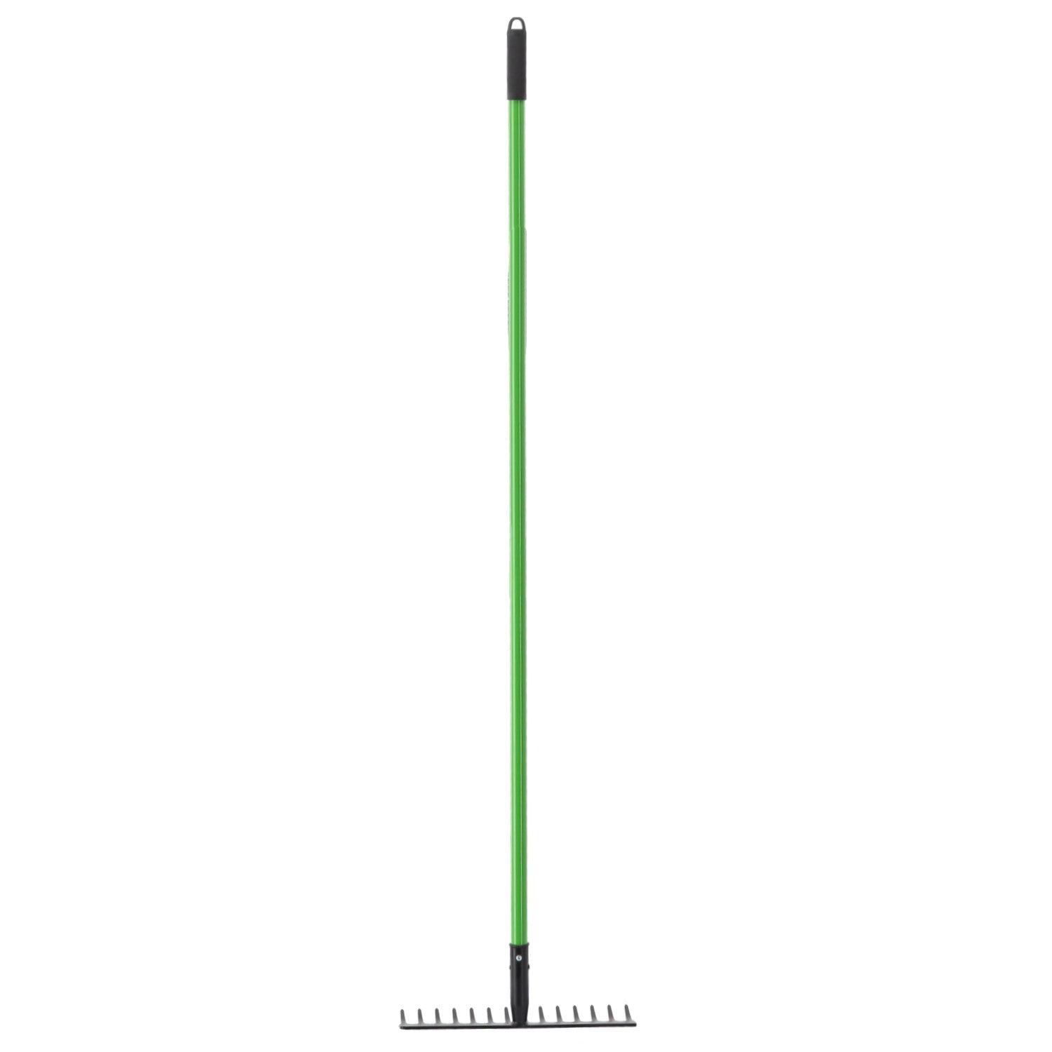 Grebla pentru gradina cu maner din fibra de sticla si cap din otel, 35x8x148 cm, verde si negru