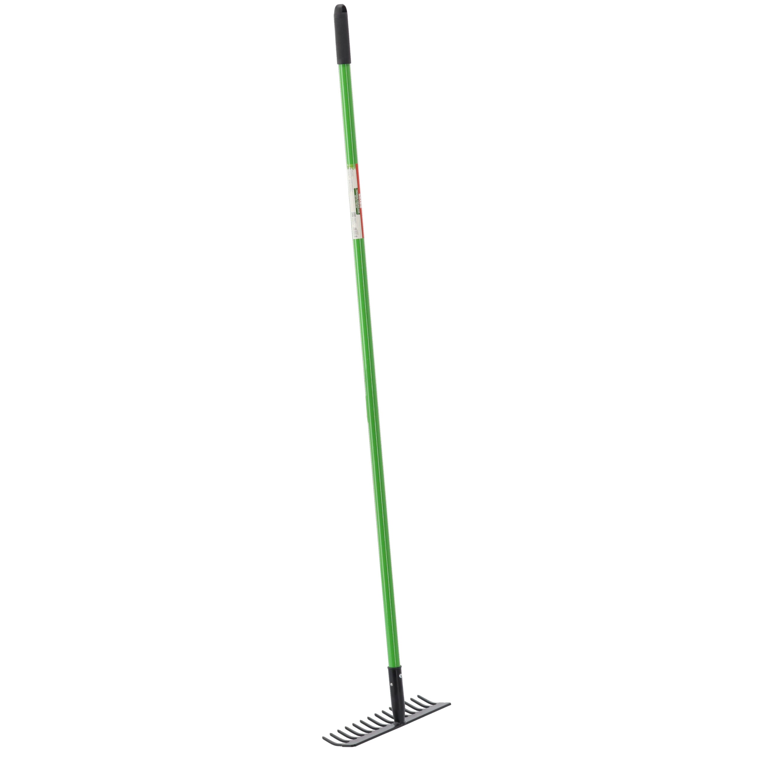 Grebla pentru gradina cu maner din fibra de sticla si cap din otel, 35x8x148 cm, verde si negru