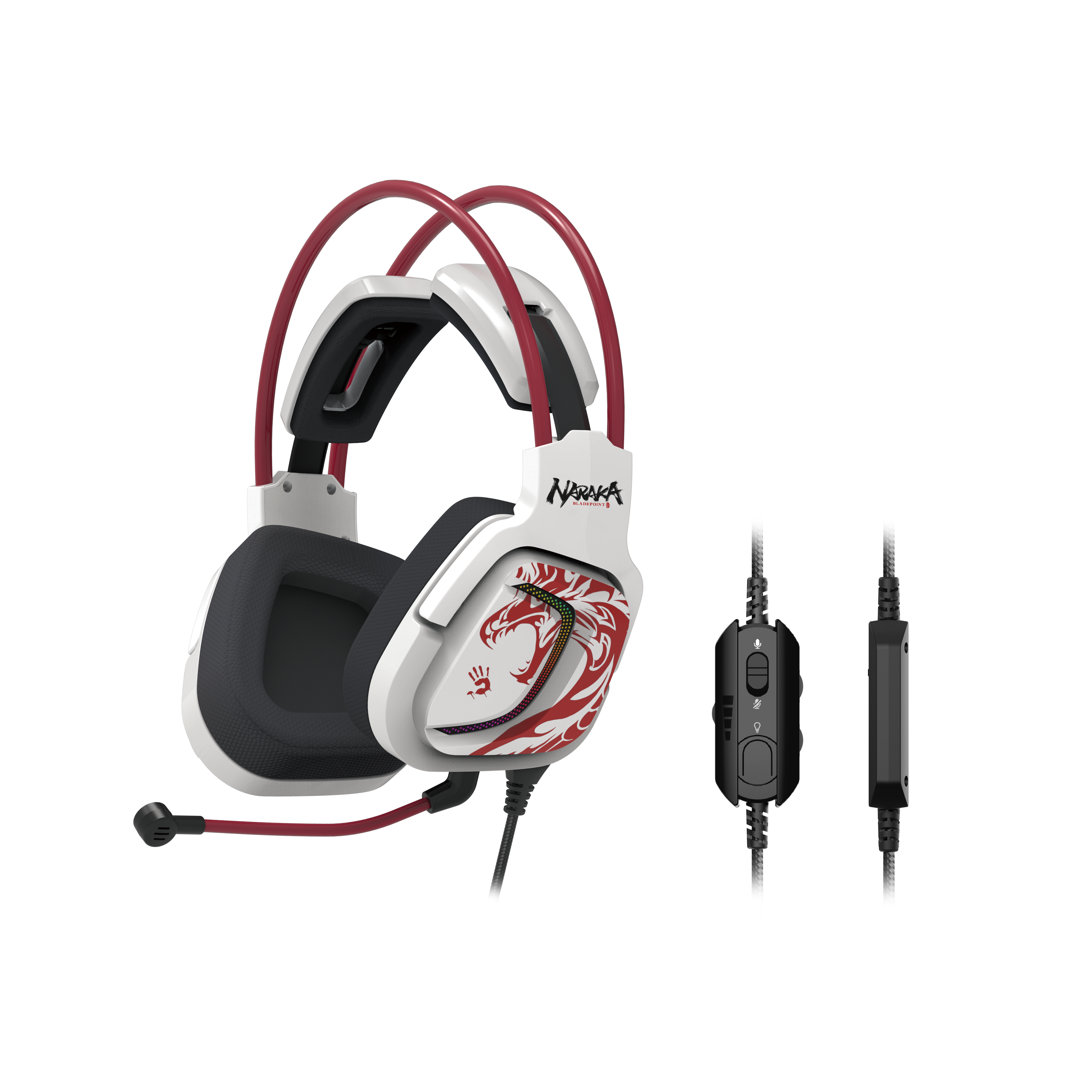 CASTI A4TECH-gaming, "Bloody co-branded Naraka",cu fir, USB, tip standard,utilizare multimedia (PC and more), mic pe casca,iluminare, 7.1 virtual sound,alb,USB, cablu 2m "G575" (timbru verde 0.8 lei)