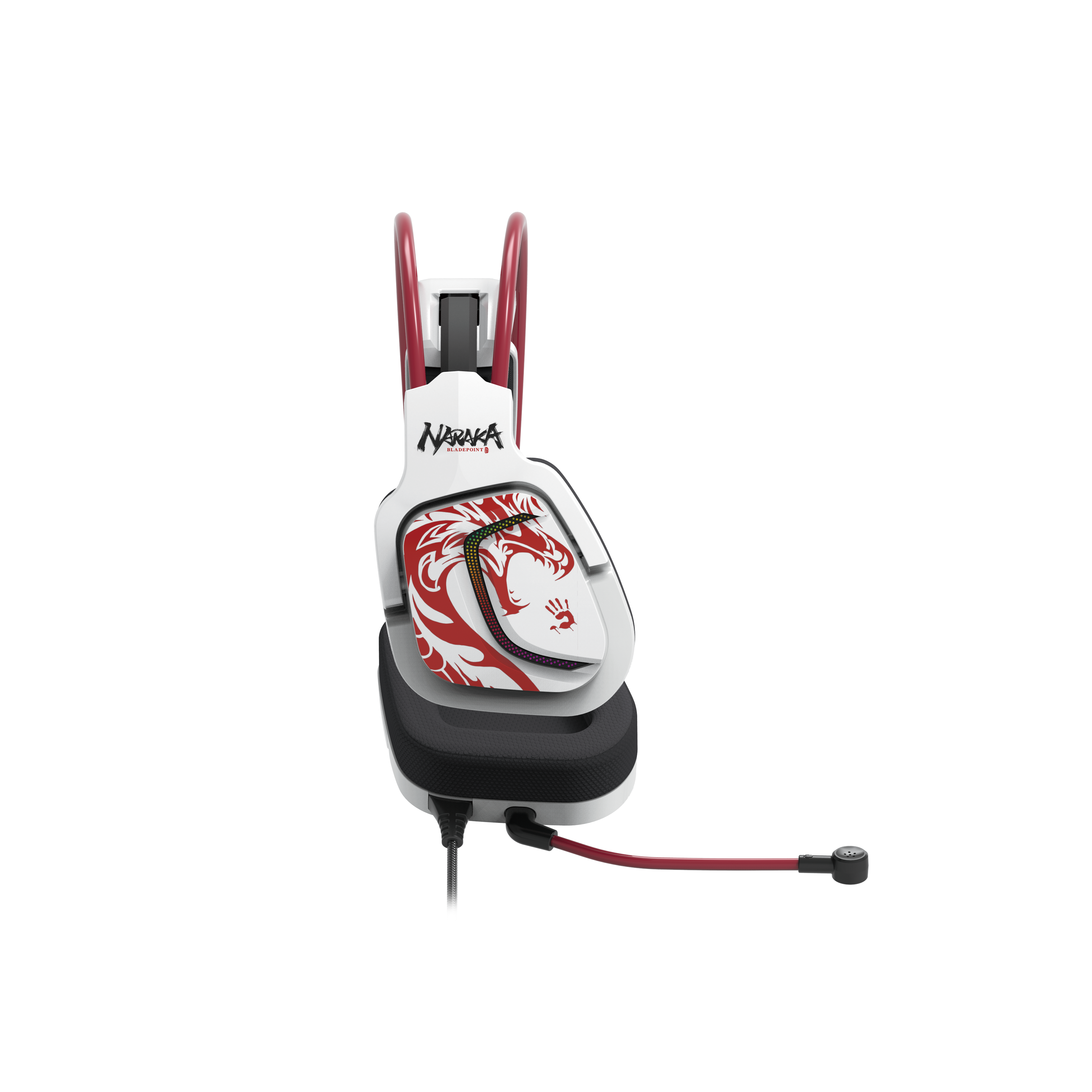 CASTI A4TECH-gaming, "Bloody co-branded Naraka",cu fir, USB, tip standard,utilizare multimedia (PC and more), mic pe casca,iluminare, 7.1 virtual sound,alb,USB, cablu 2m "G575" (timbru verde 0.8 lei)