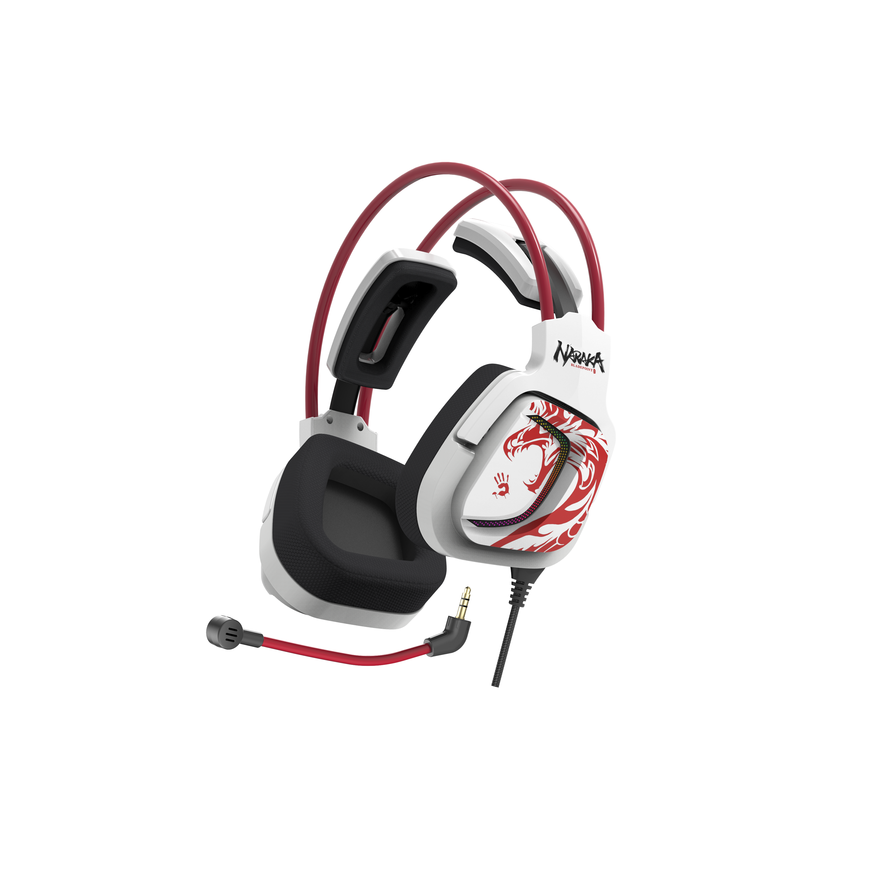 CASTI A4TECH-gaming, "Bloody co-branded Naraka",cu fir, USB, tip standard,utilizare multimedia (PC and more), mic pe casca,iluminare, 7.1 virtual sound,alb,USB, cablu 2m "G575" (timbru verde 0.8 lei)
