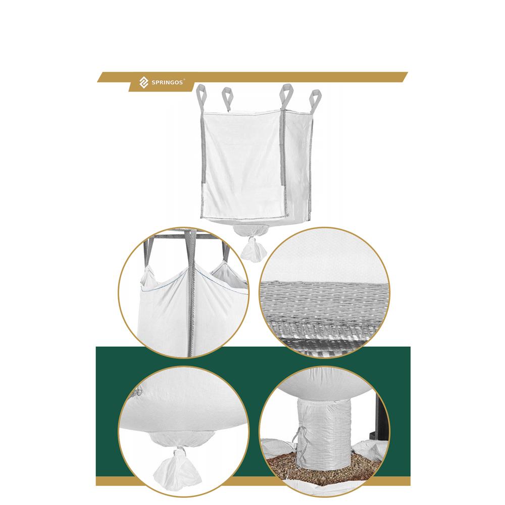 Sac gradina big bag cu evacuare in partea de jos, pentru frunze si deseuri vegetale, 1300 L, 1000 kg, 90x90x160 cm, alb