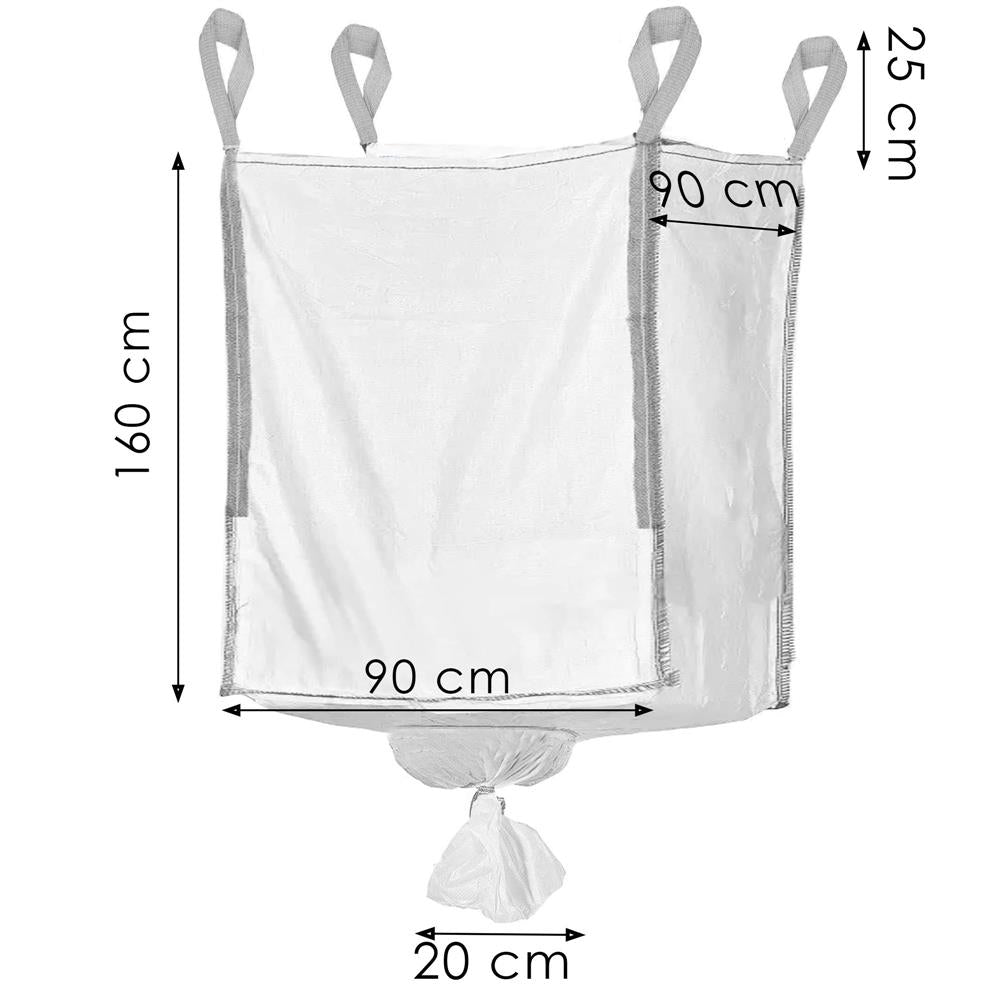 Sac gradina big bag cu evacuare in partea de jos, pentru frunze si deseuri vegetale, 1300 L, 1000 kg, 90x90x160 cm, alb