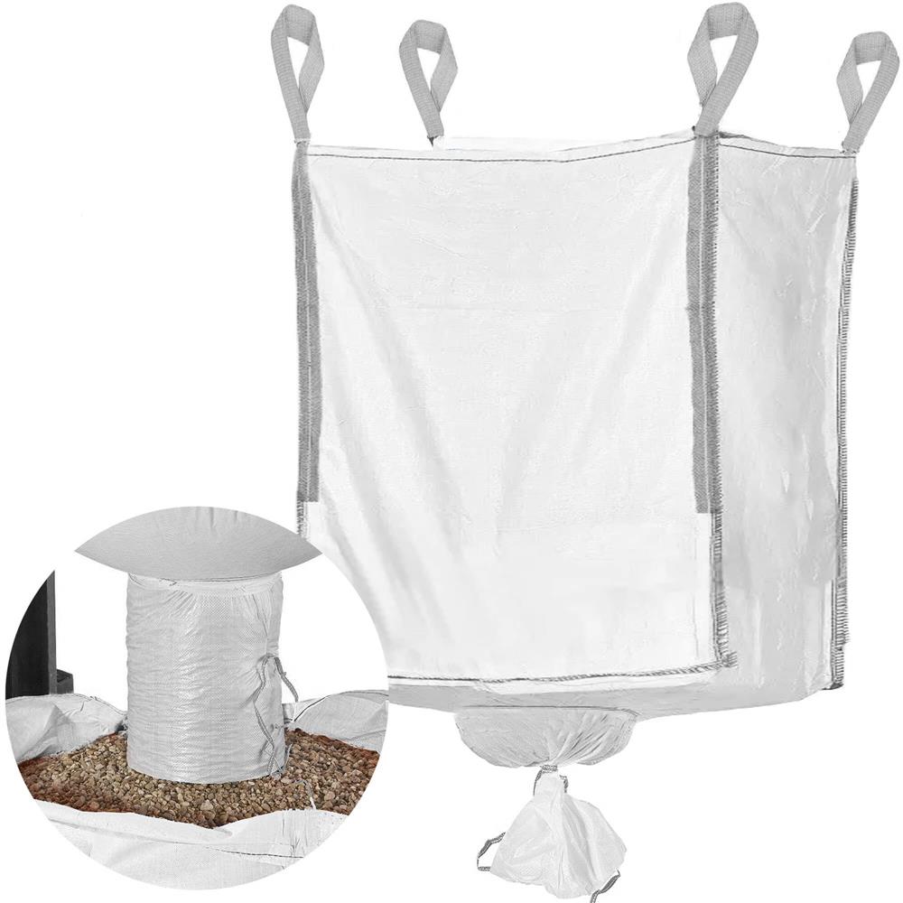 Sac gradina big bag cu evacuare in partea de jos, pentru frunze si deseuri vegetale, 1300 L, 1000 kg, 90x90x160 cm, alb