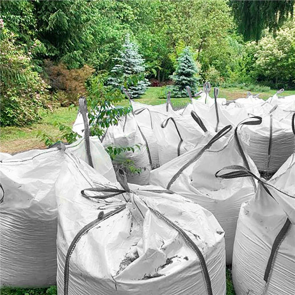 Sac gradina big bag cu evacuare in partea de jos, pentru frunze si deseuri vegetale, 1300 L, 1000 kg, 90x90x160 cm, alb