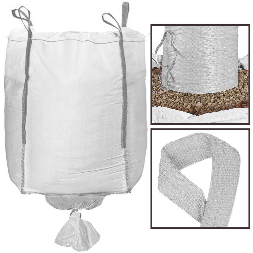 Sac gradina big bag cu evacuare in partea de jos, pentru frunze si deseuri vegetale, 1300 L, 1000 kg, 90x90x160 cm, alb