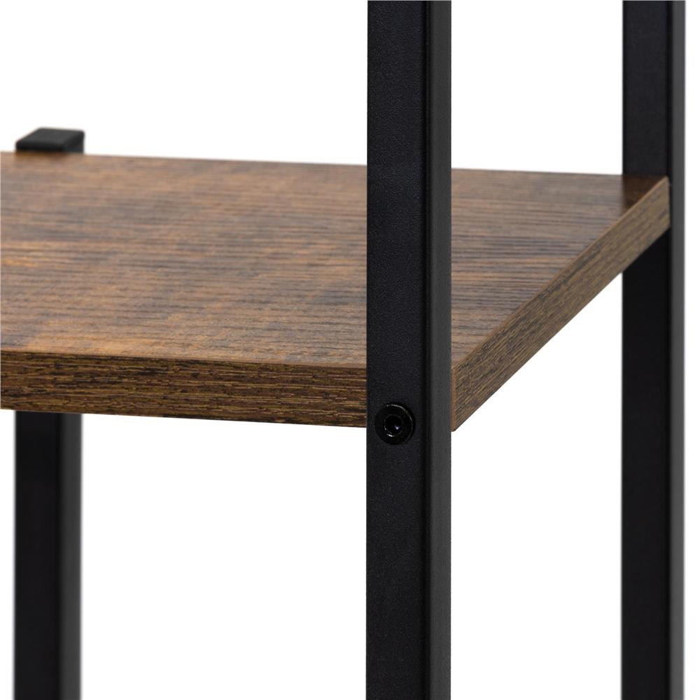 Etajera cu 6 rafturi din metal si MDF, 60x20x113 cm, negru si maro