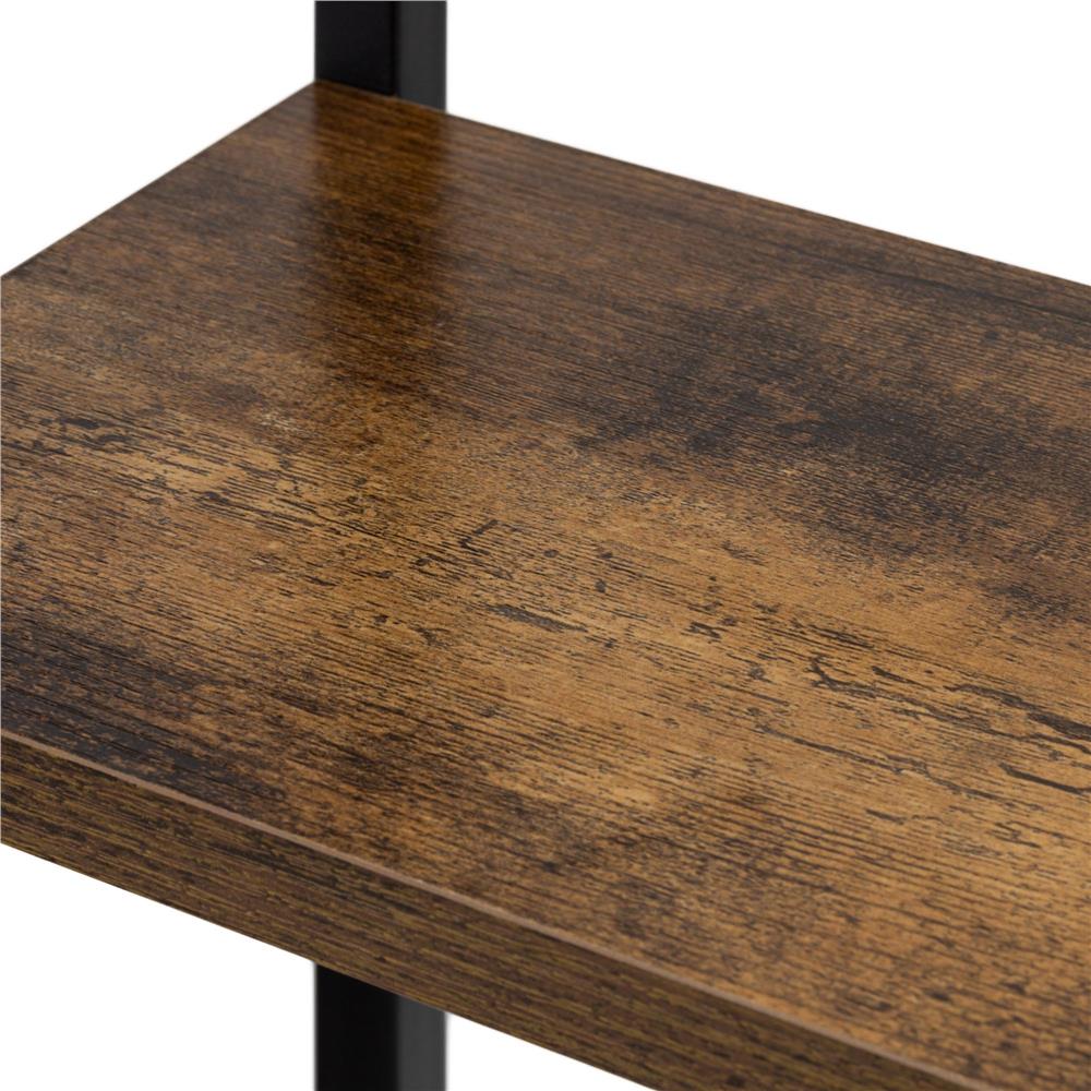 Etajera cu 6 rafturi din metal si MDF, 60x20x113 cm, negru si maro