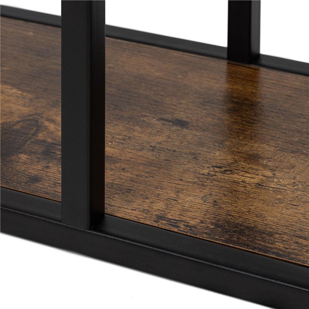 Etajera cu 6 rafturi din metal si MDF, 60x20x113 cm, negru si maro