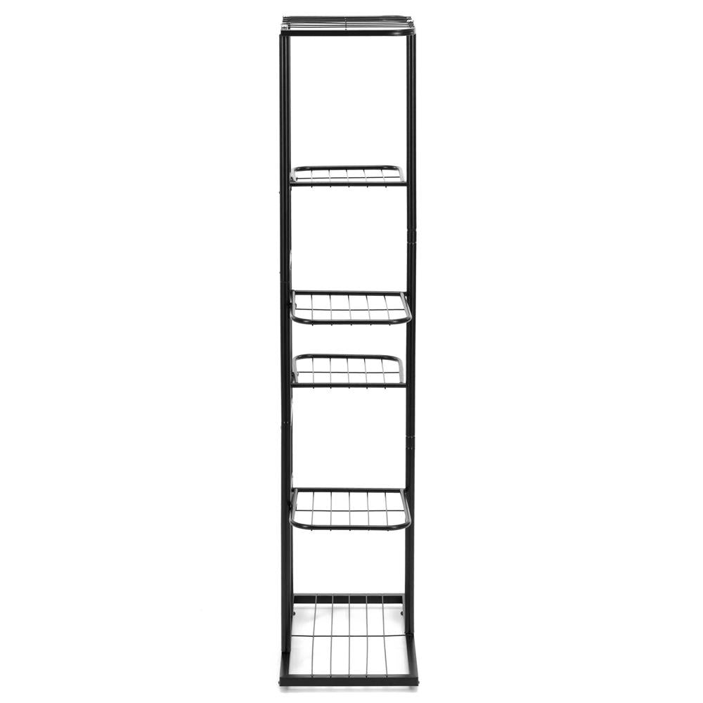 Suport pentru flori, metalic, cu 6 polite, structura verticala, 41x22x106 cm, negru