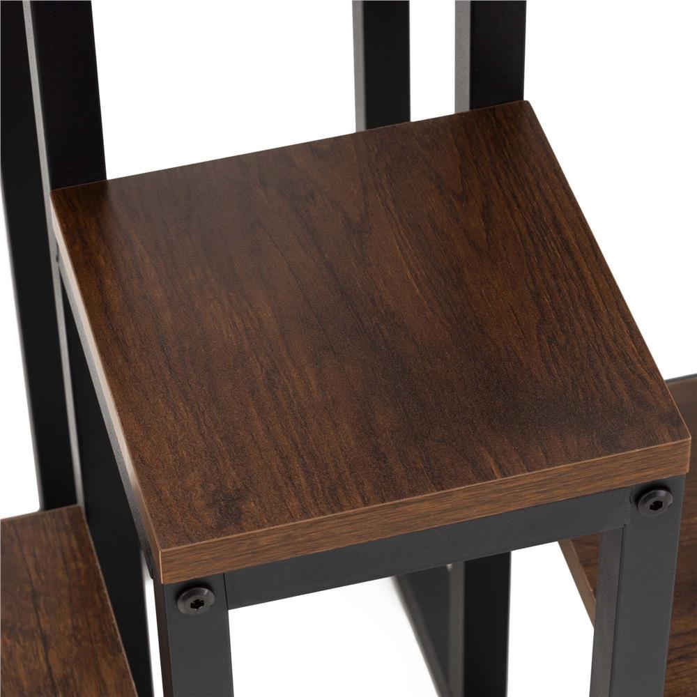 Suport pentru flori cu 6 polite din lemn, structura metal, 51x34x68 cm, negru