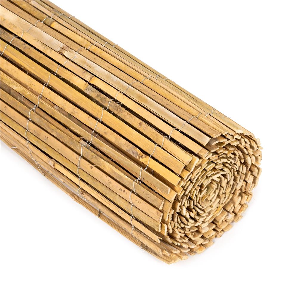 Panou paravan gard din bambus natural, inaltime 100 cm, lungine 300 cm, lamele 15mm, maro natur