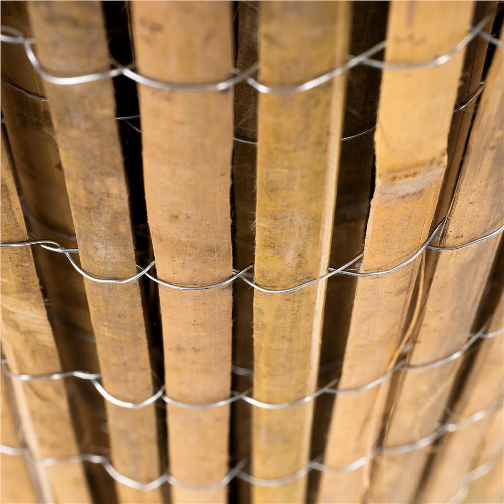Panou paravan gard din bambus natural, inaltime 100 cm, lungine 500 cm, lamele 15mm, maro natur