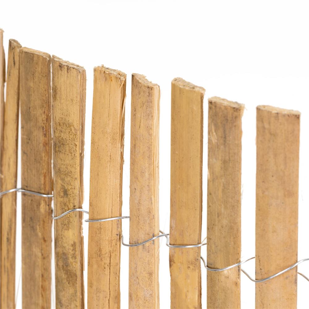 Panou paravan gard din bambus natural, inaltime 180 cm, lungine 300 cm, lamele 15mm, maro natur