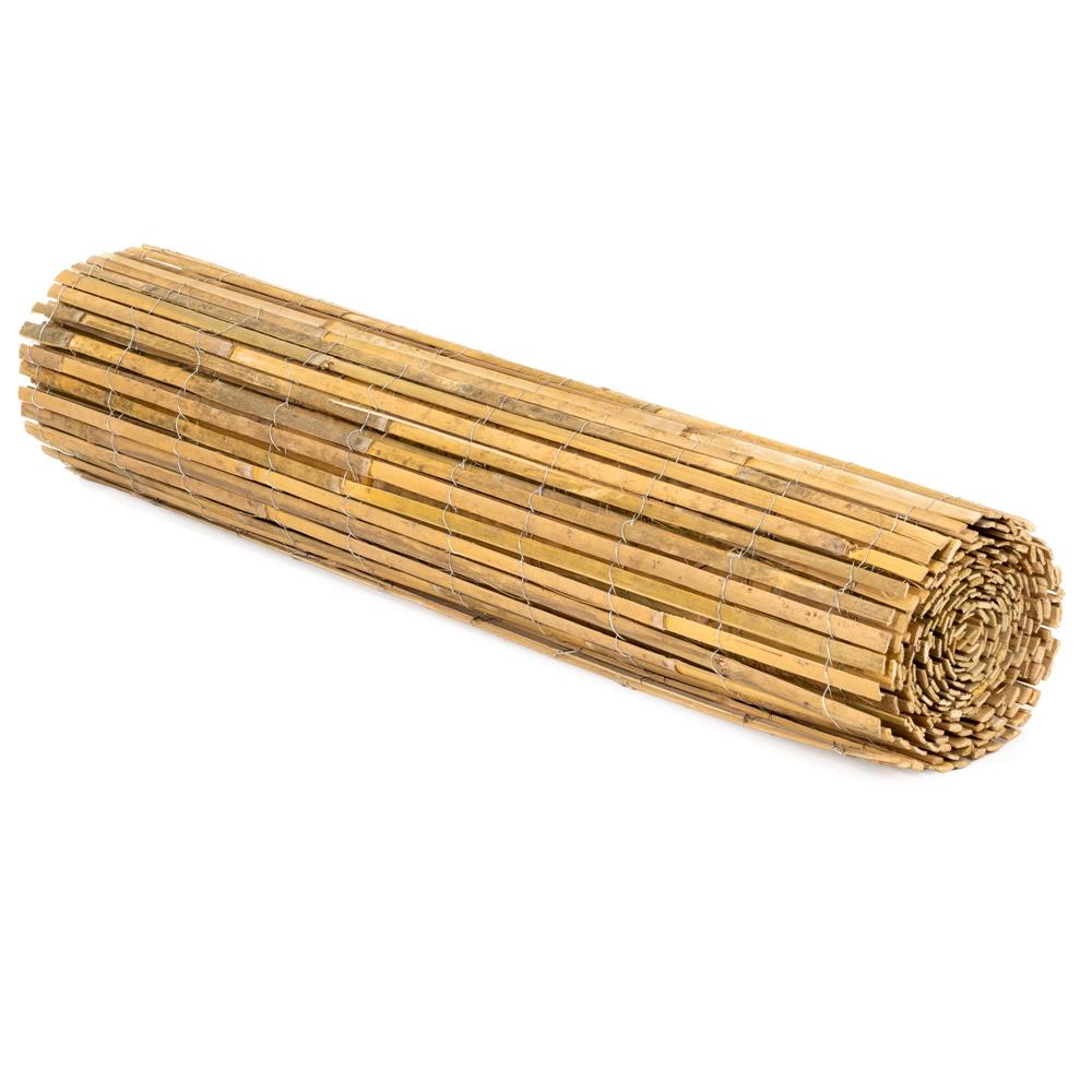 Panou paravan gard din bambus natural, inaltime 150 cm, lungine 500 cm, lamele 15mm, maro natur