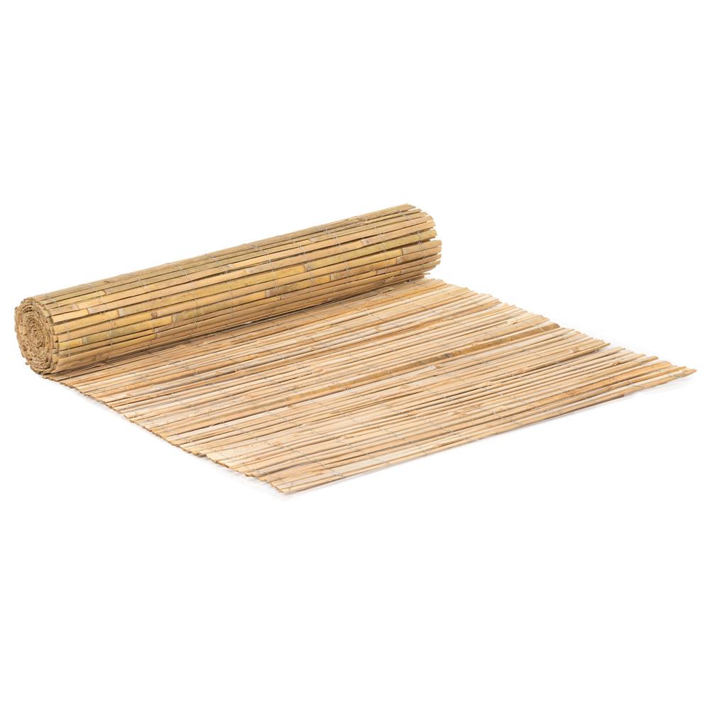Panou paravan gard din bambus natural, inaltime 120 cm, lungine 500 cm, lamele 15mm, maro natur