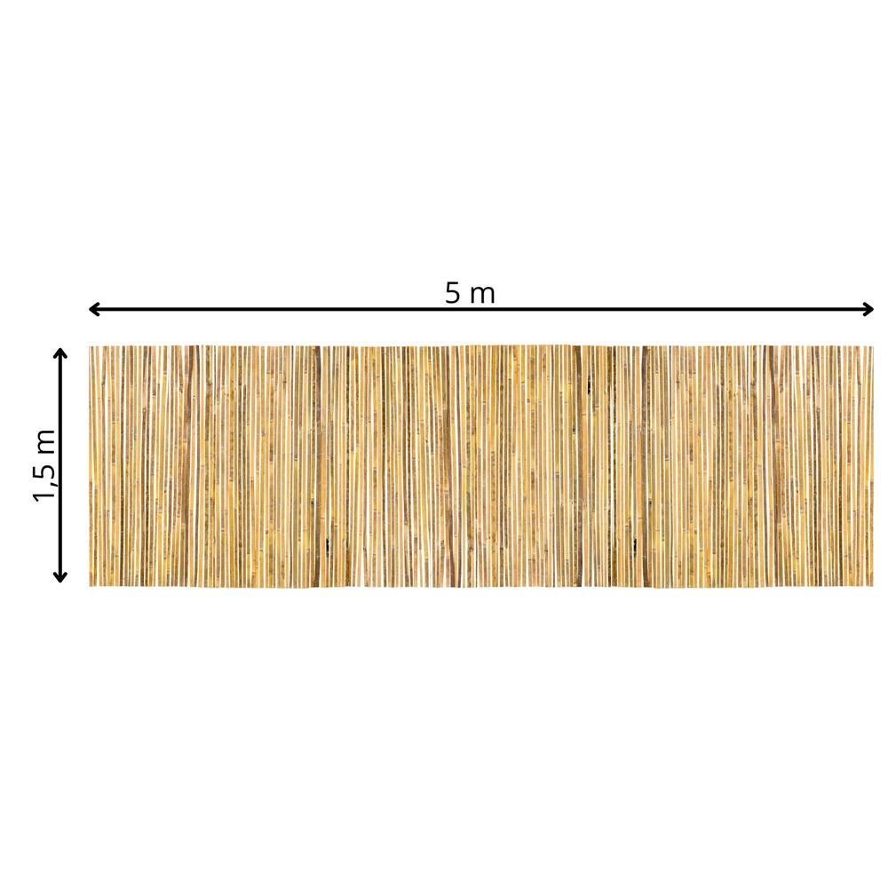 Panou paravan gard din bambus natural, inaltime 150 cm, lungine 500 cm, lamele 15mm, maro natur