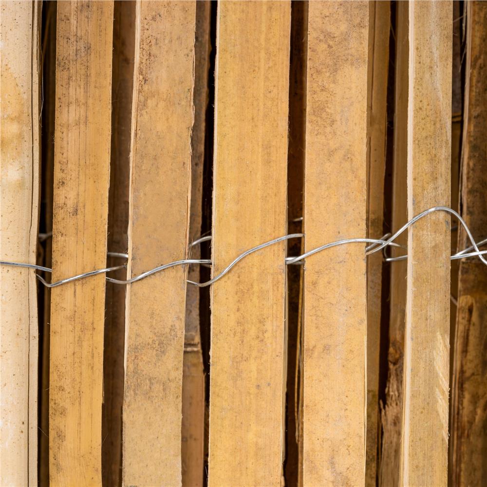 Panou paravan gard din bambus natural, inaltime 150 cm, lungine 300 cm, lamele 15mm, maro natur