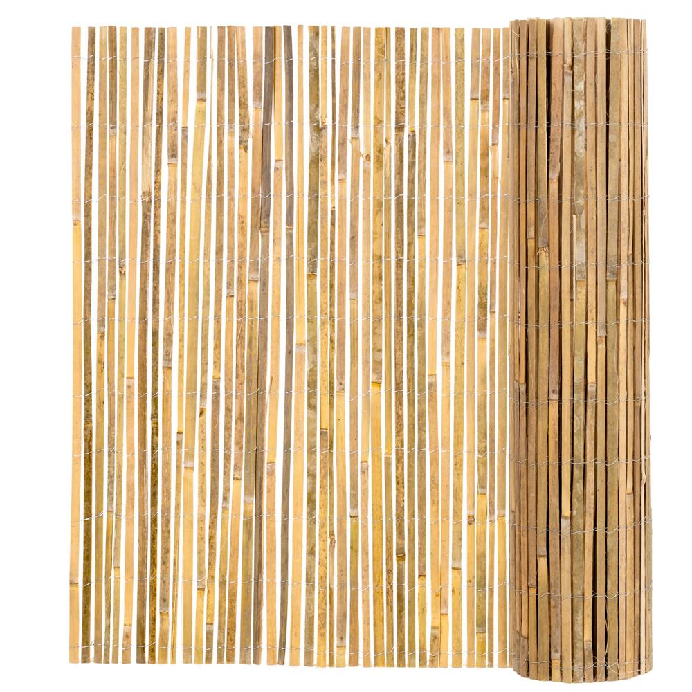 Panou paravan gard din bambus natural, inaltime 100 cm, lungine 500 cm, lamele 15mm, maro natur