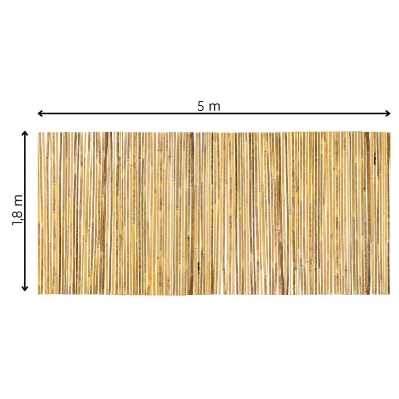 Panou paravan gard din bambus natural, inaltime 180 cm, lungine 500 cm, lamele 15mm, maro natur
