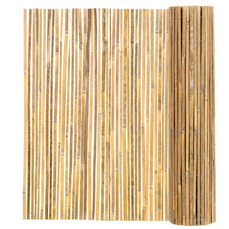 Panou paravan gard din bambus natural, inaltime 180 cm, lungine 500 cm, lamele 15mm, maro natur