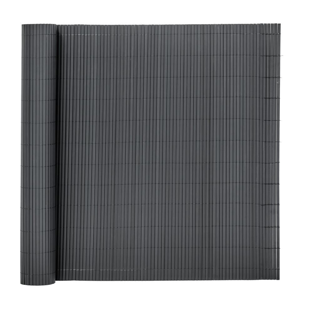 Panou de gard pentru intimitate in gradina, lamele PVC ce imita bambusul, protectie UV, 500x180 cm, gri