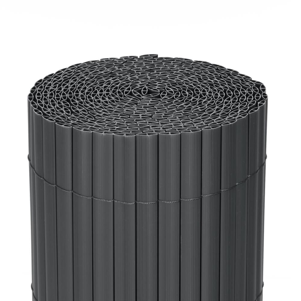 Panou de gard pentru intimitate in gradina, lamele PVC ce imita bambusul, protectie UV, 500x180 cm, gri