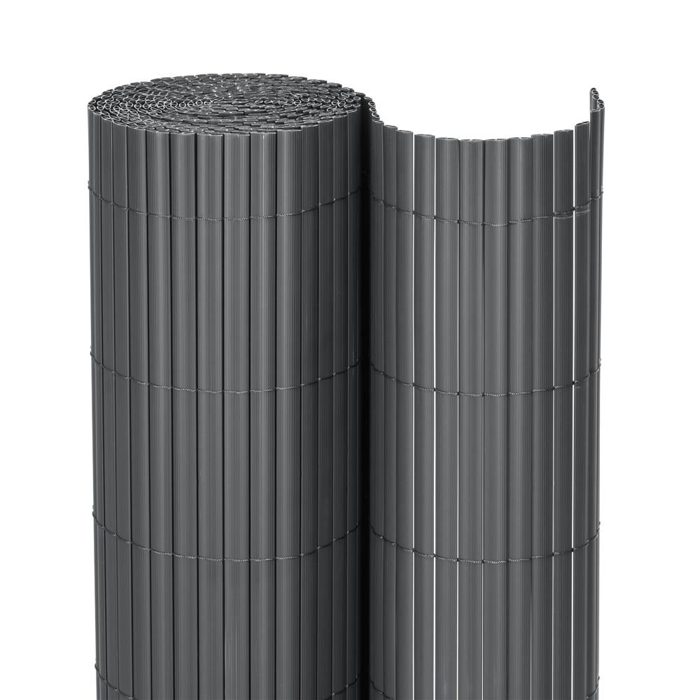 Panou de gard pentru intimitate in gradina, lamele PVC ce imita bambusul, protectie UV, 500x180 cm, gri