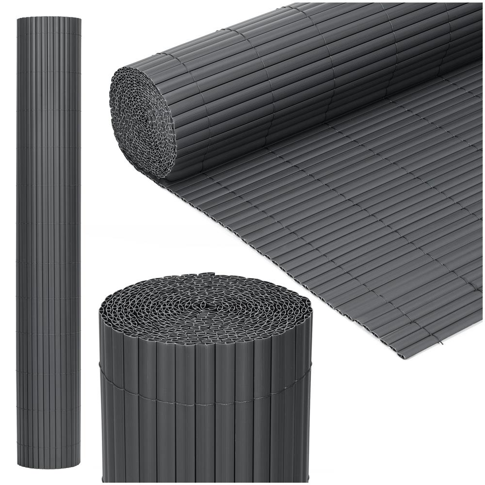 Panou de gard pentru intimitate in gradina, lamele PVC ce imita bambusul, protectie UV, 500x180 cm, gri