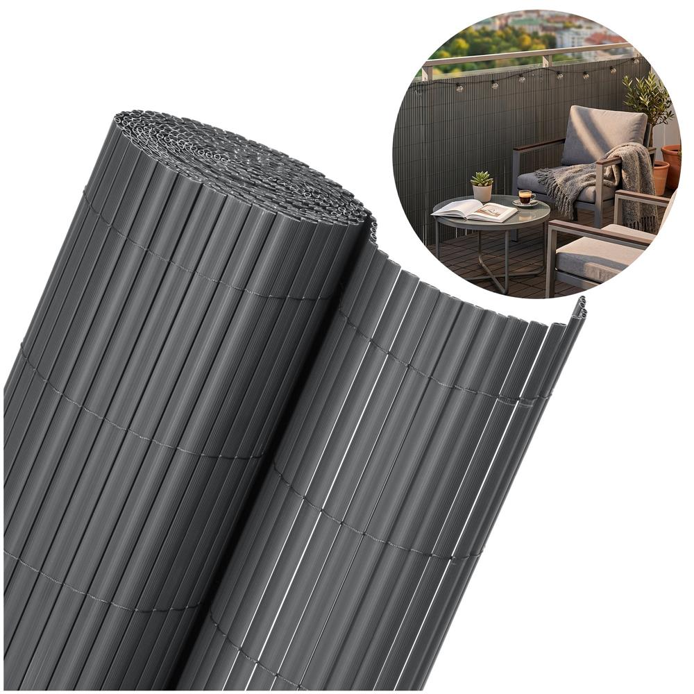Panou de gard pentru intimitate in gradina, lamele PVC ce imita bambusul, protectie UV, 500x180 cm, gri