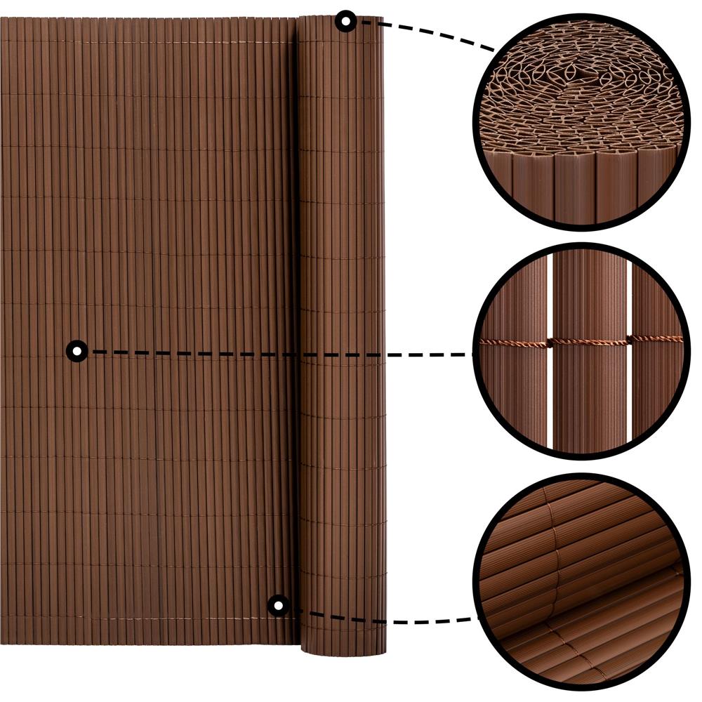 Panou de gard pentru intimitate in gradina, lamele PVC ce imita bambusul, protectie UV, 500x100 cm, maro