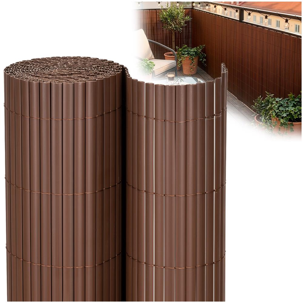 Panou de gard pentru intimitate in gradina, lamele PVC ce imita bambusul, protectie UV, 500x160 cm, maro