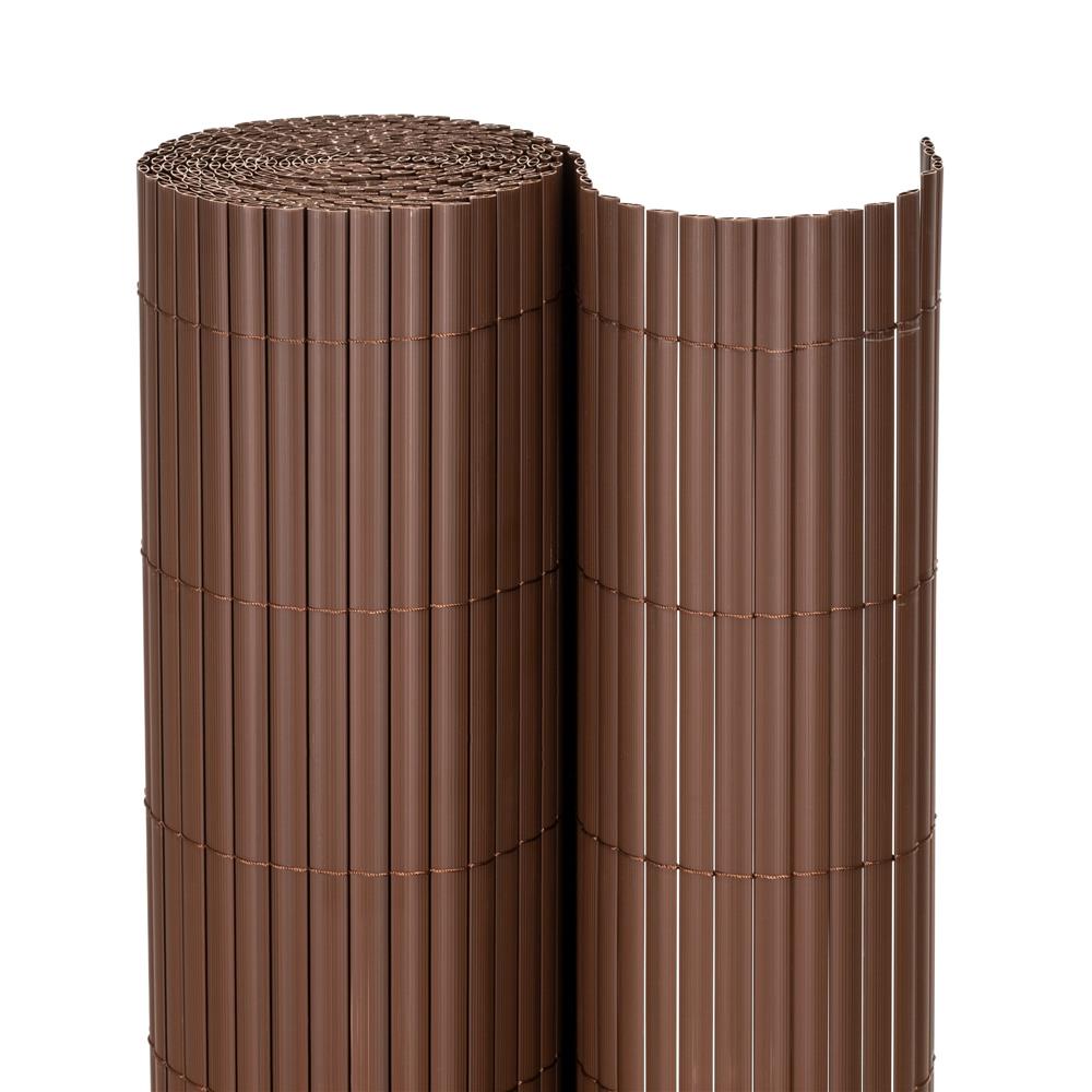 Panou de gard pentru intimitate in gradina, lamele PVC ce imita bambusul, protectie UV, 500x120 cm, maro