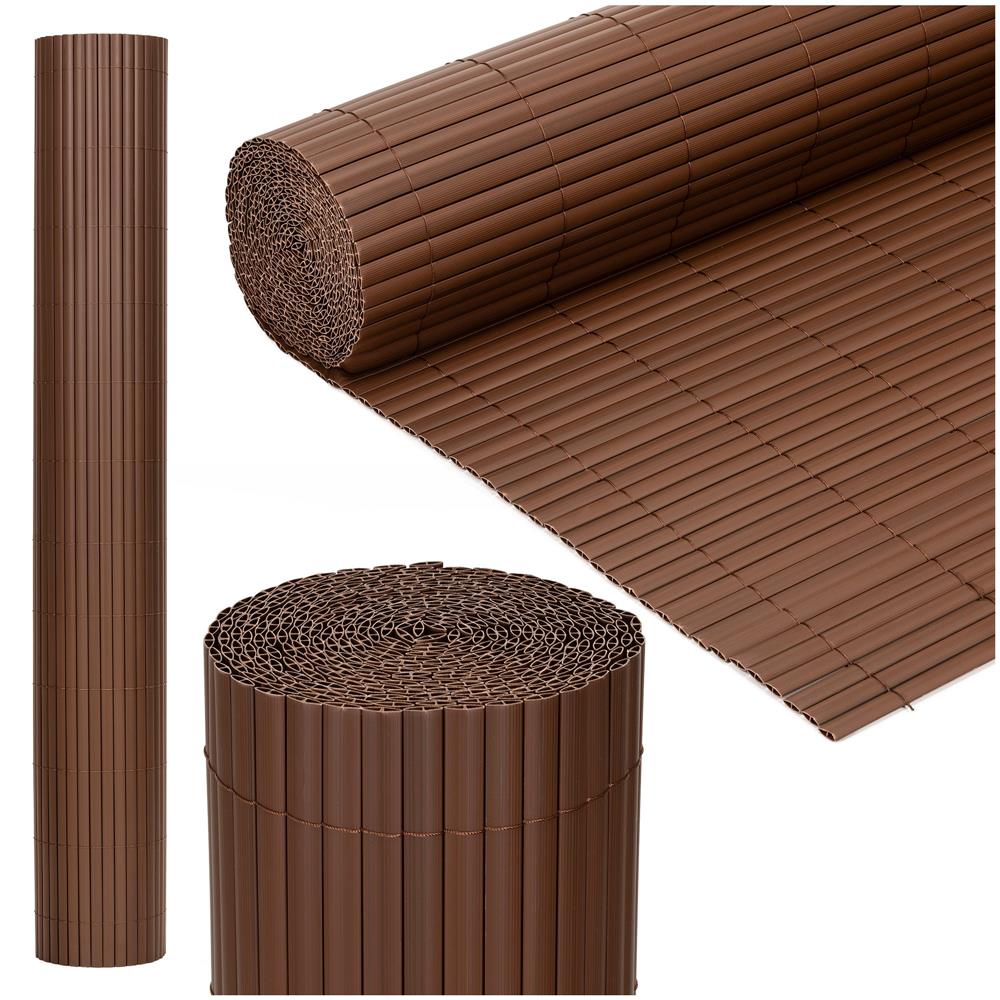 Panou de gard pentru intimitate in gradina, lamele PVC ce imita bambusul, protectie UV, 500x120 cm, maro