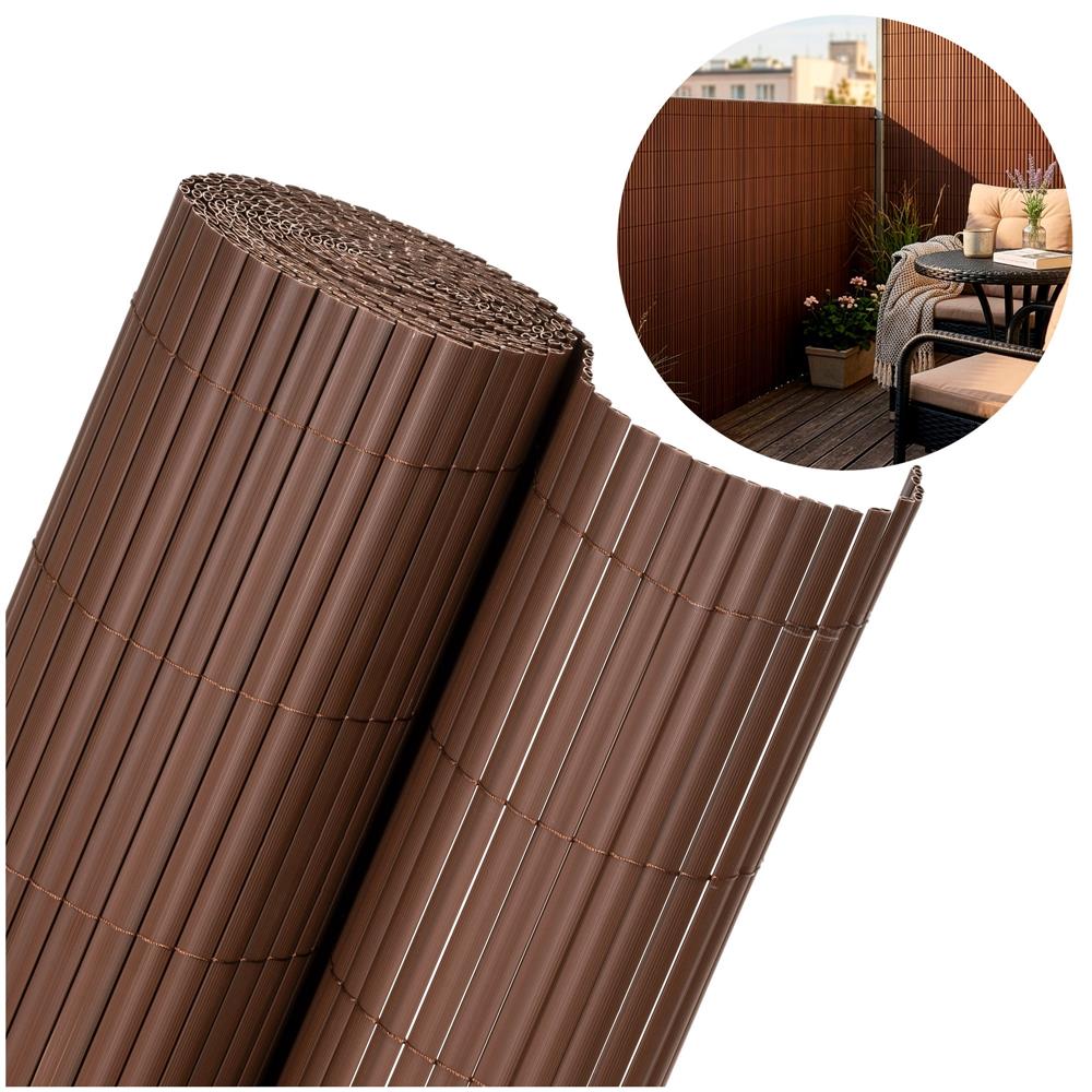 Panou de gard pentru intimitate in gradina, lamele PVC ce imita bambusul, protectie UV, 400x100 cm, maro